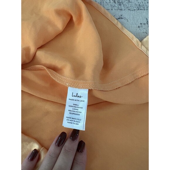 Lulus Incredible Love Light Orange Satin Cowl Back Midi Slip Dress Size Large - Picture 6 of 9